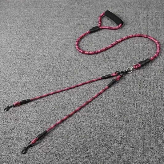 Dual Dog Leash, Tangle-Free Nylon – Rose Red pet product in Qatar