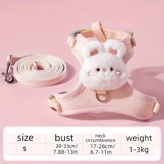 Dog Harness & Leash Set – Bright Pink, Small pet product in Qatar