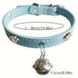 PU Leather Pet Collar with Bell – Light Blue, Small pet product in Qatar
