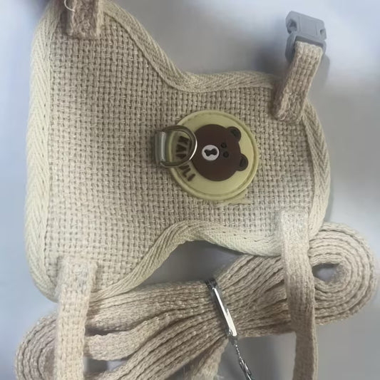 Adjustable Cat Harness & Leash – Beige, Small pet product in Qatar