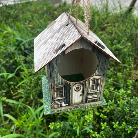 Wooden Hanging Bird House – 16.8×13.5cm