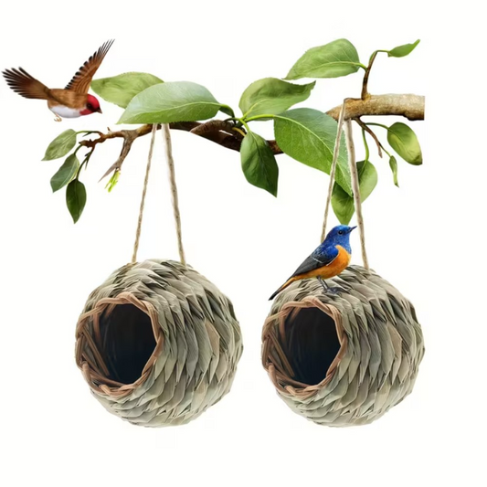 Round Straw Hanging Bird Nest – 2pcs