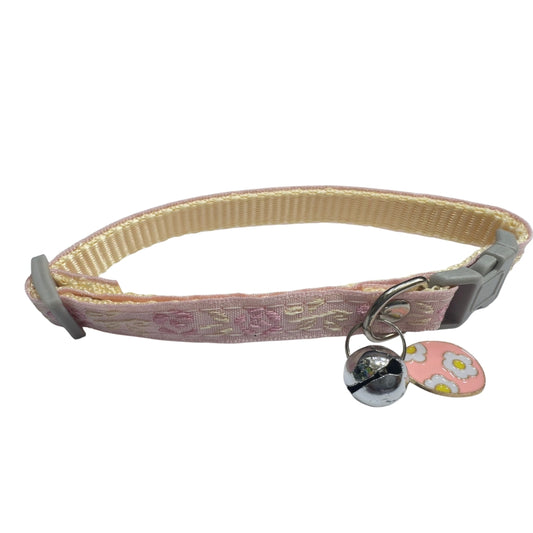Floral Jacquard Pet Collar Pink
