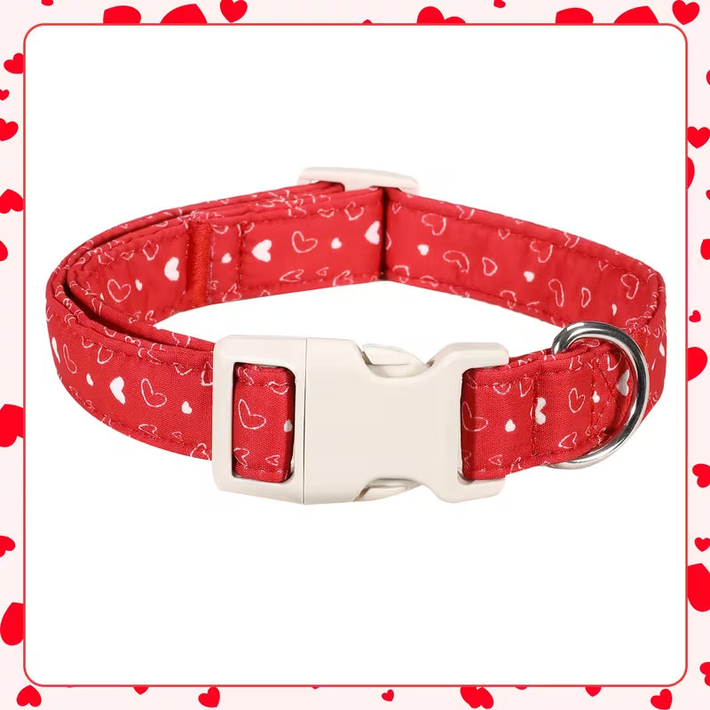Heart Pattern Pet Collar (Red Large Size)