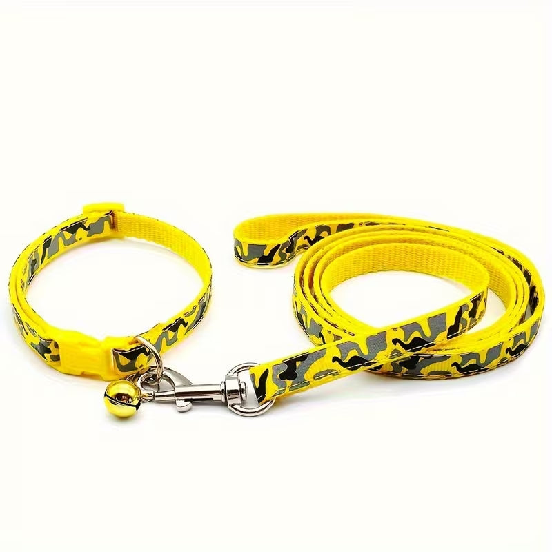 Geometric Dog Collar Leash Set (Yellow)
