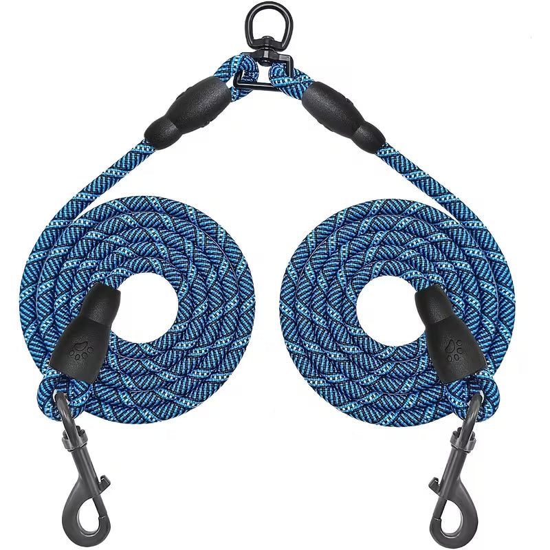 Two-in-One Dog Leash Dogs Blue/Black M pet product in Qatar
