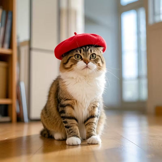 Pet Cat Beret Hat Solid Color – Small pet product in Qatar