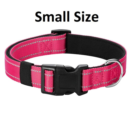 Dog Collar Nylon Adjustable Padded Pet Collar small Size - Pink Color