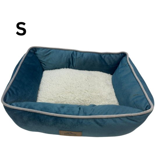 Velvet Pet Bed For Cat & Small Dog - Blue Small (48 × 41 × 15 Cm) pet product in Qatar