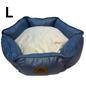 Leather Round Pet Bed For Cat & Small Dog - Blue Large (61 × 61 × 18 Cm)