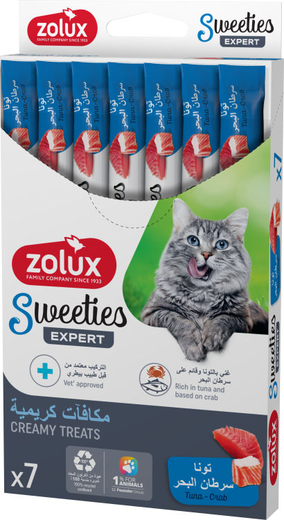 Zolux Sweeties Creamy Stick for Cats, Tuna Crab, 7 pcs/box pet product in Qatar