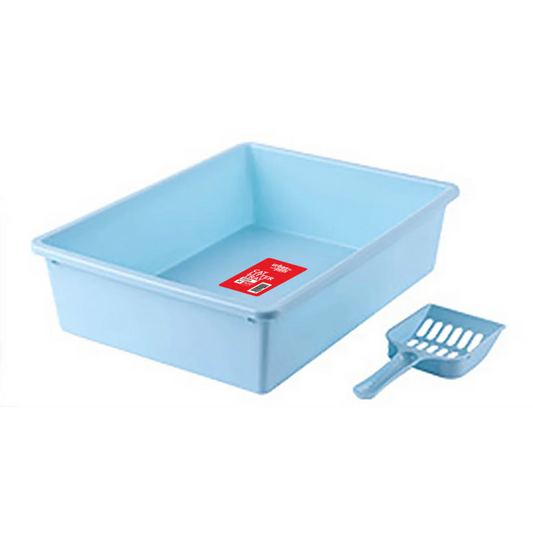 Cat (Kitten) Litter Tray with Scoop Blue, Medium, 38 x 28 x 10 cm pet product in Qatar