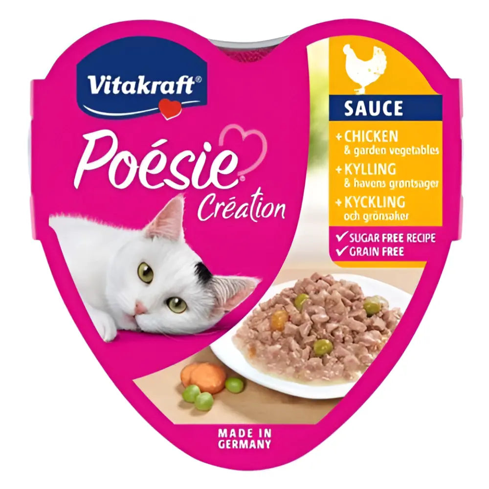 Vitakraft Poesie+ Chicken & Garden Vegetables Cat Wet Food 85g pet product in Qatar