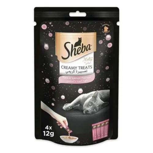 Sheba Melty Creamy Treats Tuna & Salmon Flavor Cat Food, 4X12G pet product in Qatar