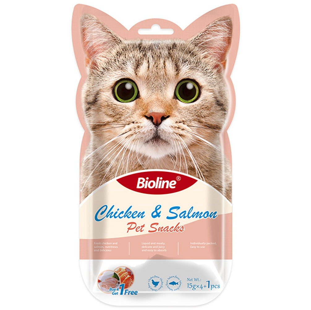 Bioline Chicken & Salmon Pet Snacks 15G*5pcs pet product in Qatar
