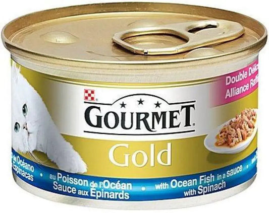 Gourmet Gold Ocean Fish And Spinach Cat Wet Food 85g pet product in Qatar