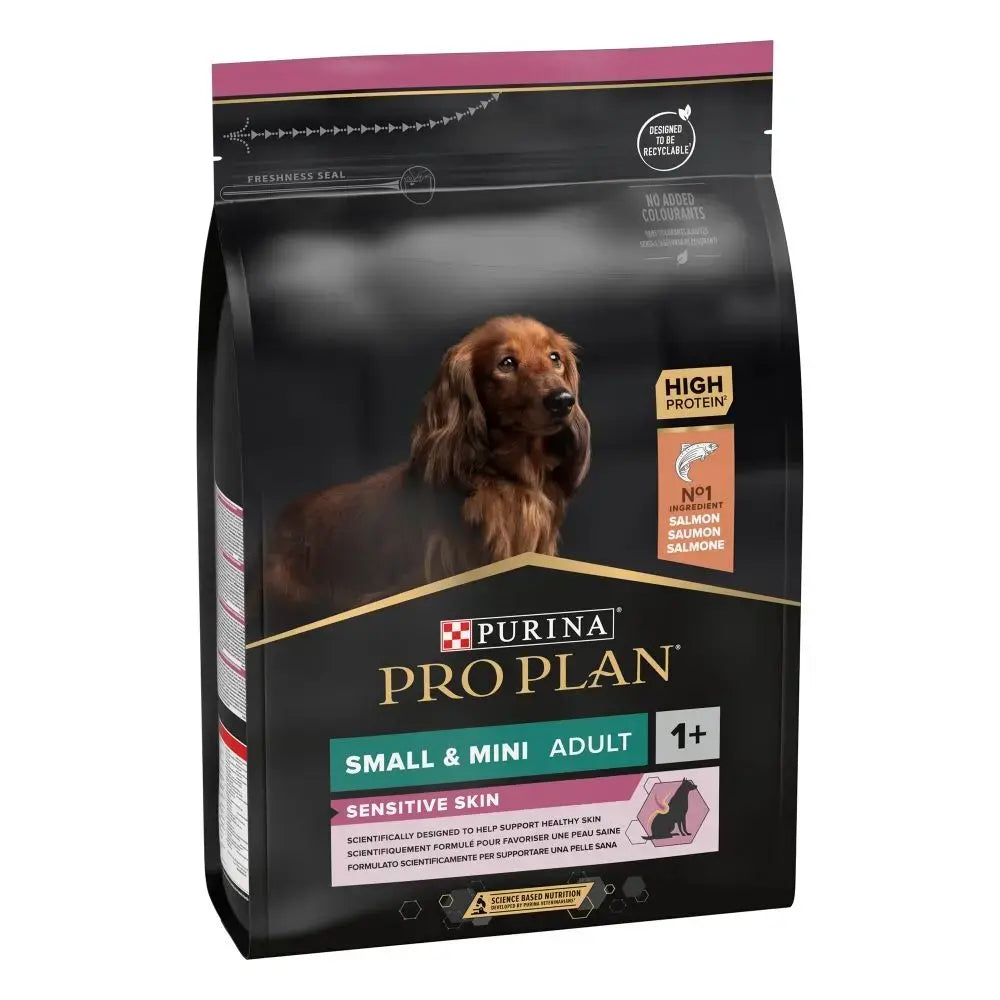 Purina Pro Plan Small And Mini Puppy Sensitive Skin Dry Dog Food Salmon 3 Kg pet product in Qatar