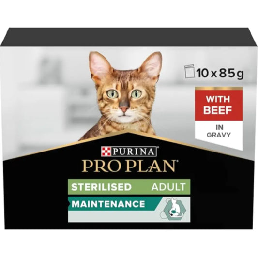 Purina Pro Plan Sterilised Beef Gravy Adult Wet Cat Food  85g x 10 pet product in Qatar