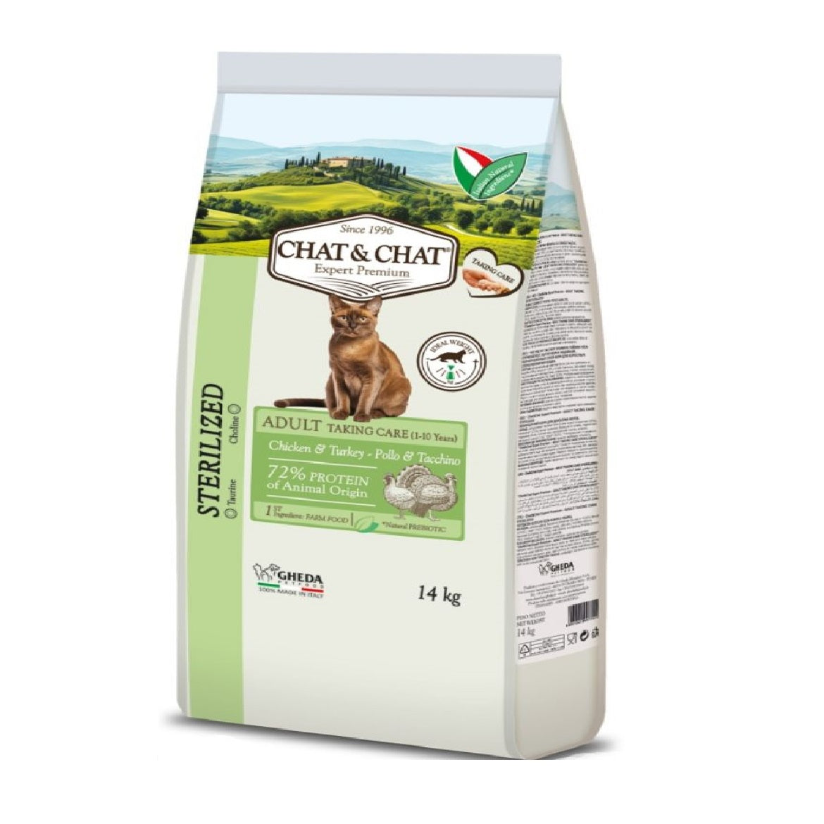 Gheda Chat & Chat Dry Adult Sterilized Chicken & Turkey Cat Food 14 Kg pet product in Qatar