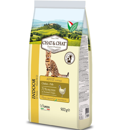 Expert Chat & Chat Adult indoor Dry Cat Food Chicken 900g pet product in Qatar