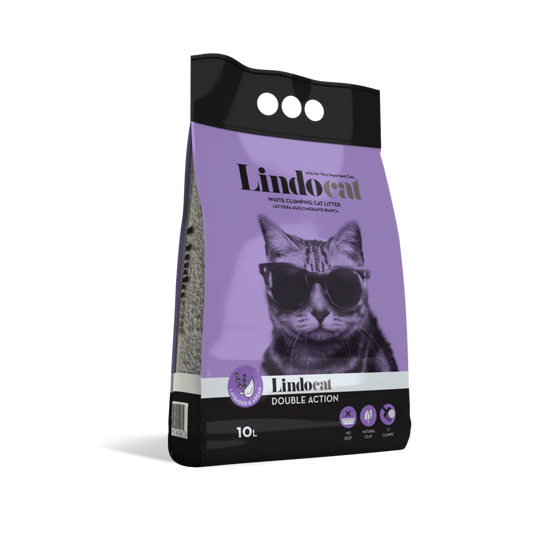 LindoCat White Bentonite Double Action (Lavender) 10 L pet product in Qatar