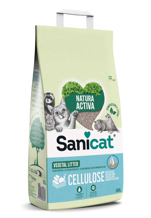 Sanicat Clean & Green Celullose Cat Litter 10L pet product in Qatar
