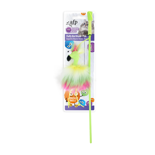 AFP Furry Ball Fluffy Bird Wand Pink Cat & Dog Toy pet product in Qatar