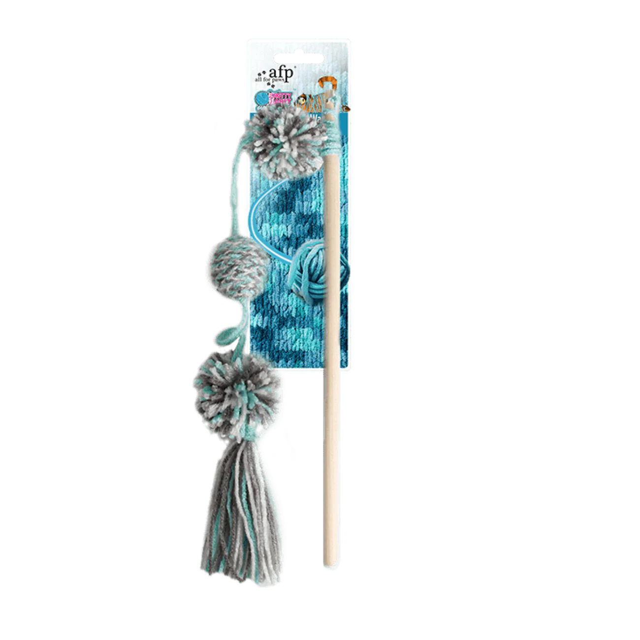 AFP Knotty Habit Yarn Pom Pom Wand Dog & Cat Toy pet product in Qatar