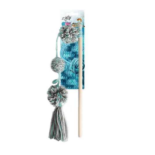 AFP Knotty Habit Yarn Pom Pom Wand Dog & Cat Toy pet product in Qatar