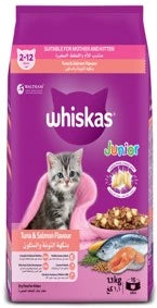 Whiskas Junior Tuna & Salmon Cat Dry Food Flavour 1.1KG pet product in Qatar