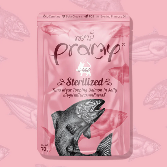 Pramy Sterilized Tuna Salmon in Jelly pouch 70g