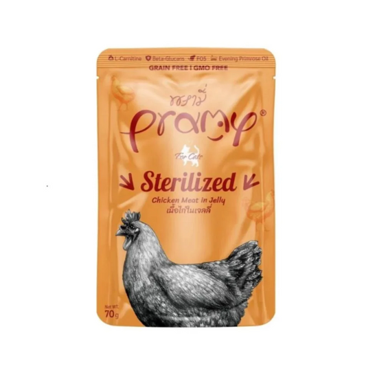 Pramy Sterilized Cat Wet Food For Adult Cats With Chicken In Jelly 70g
