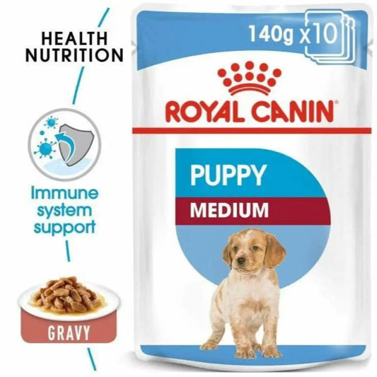 Royal Canin Medium Puppy Wet Food Pouches 140g pet product in Qatar
