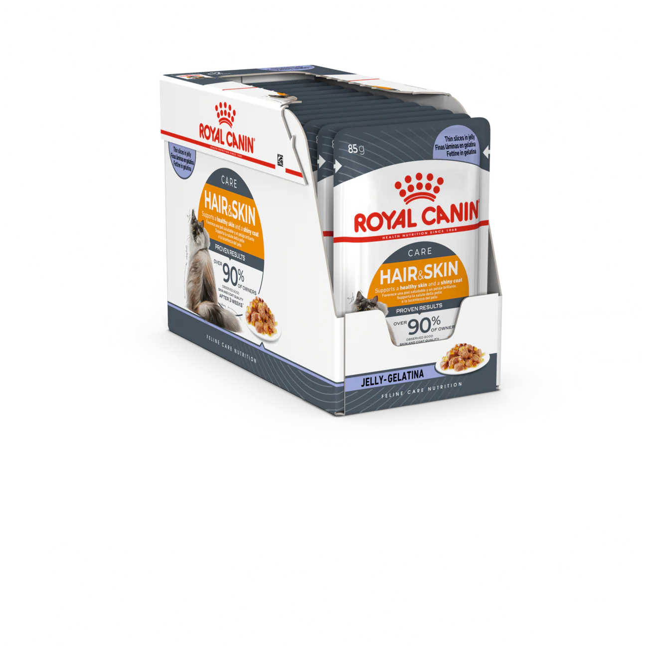 Royal Canin Hair & Skin Jelly Wet Cat Food Pouches 12x85g pet product in Qatar